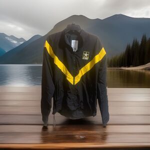 US Army Womens Long Sleeve Full Length Zip Black/Yellow Active Jacket,Small